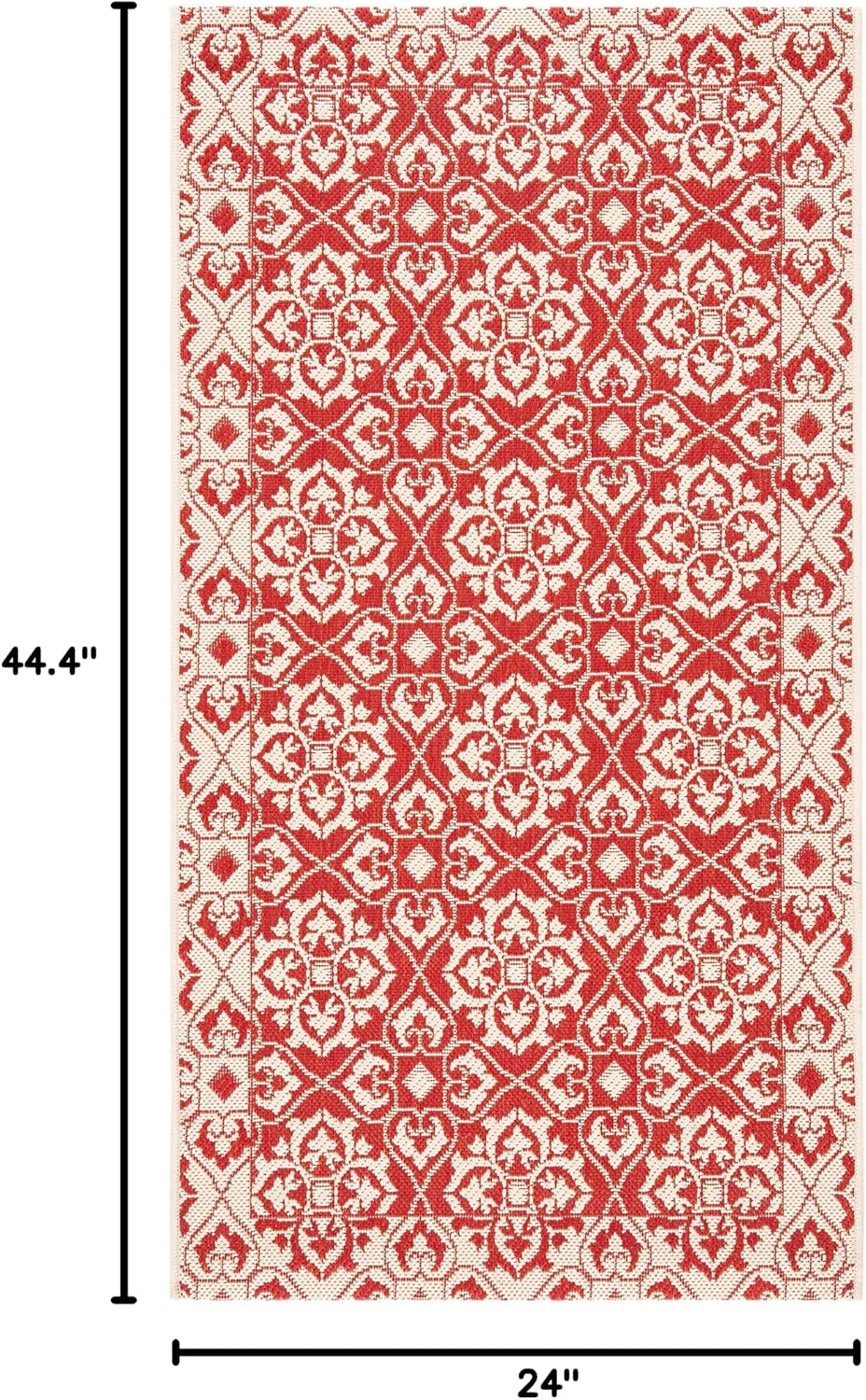 Safavieh Red Cream Waterproof Outdoor Rug