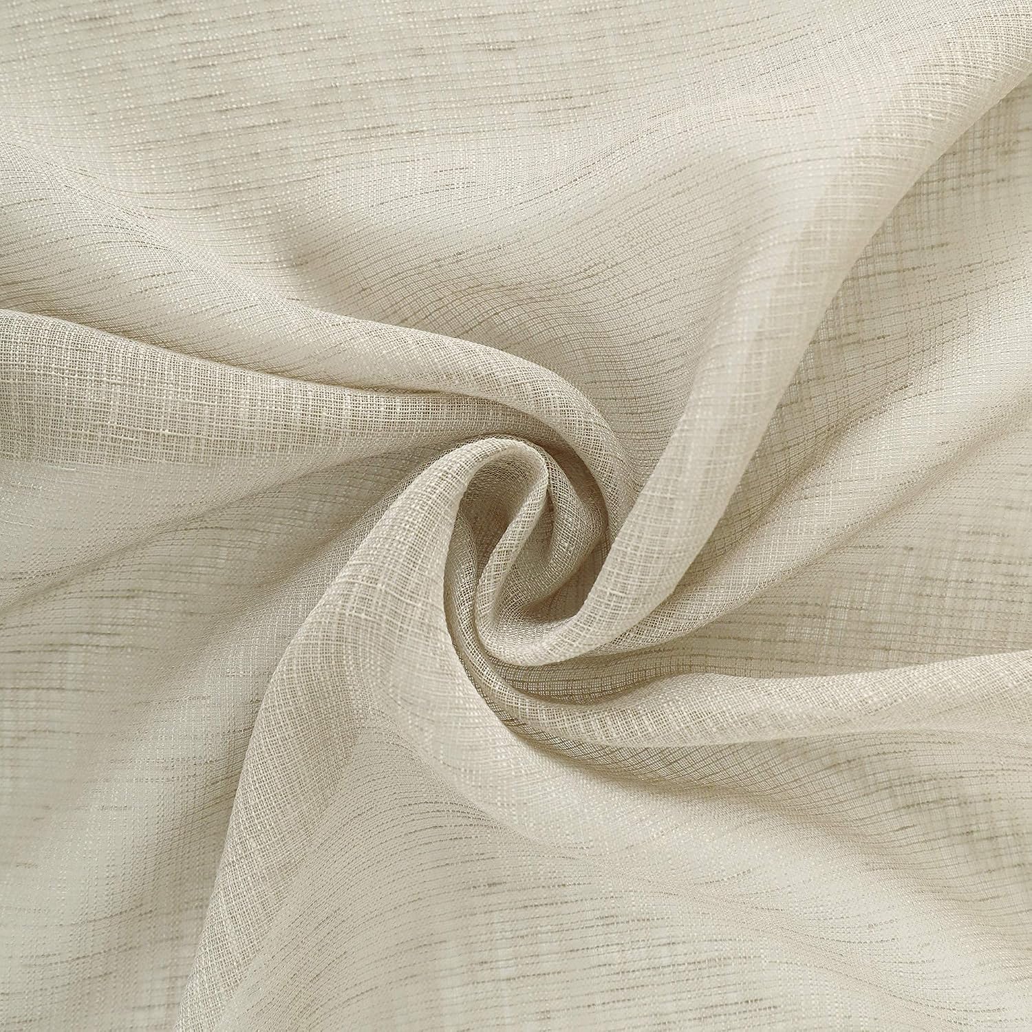 Beige Linen Sheer Kitchen Valance