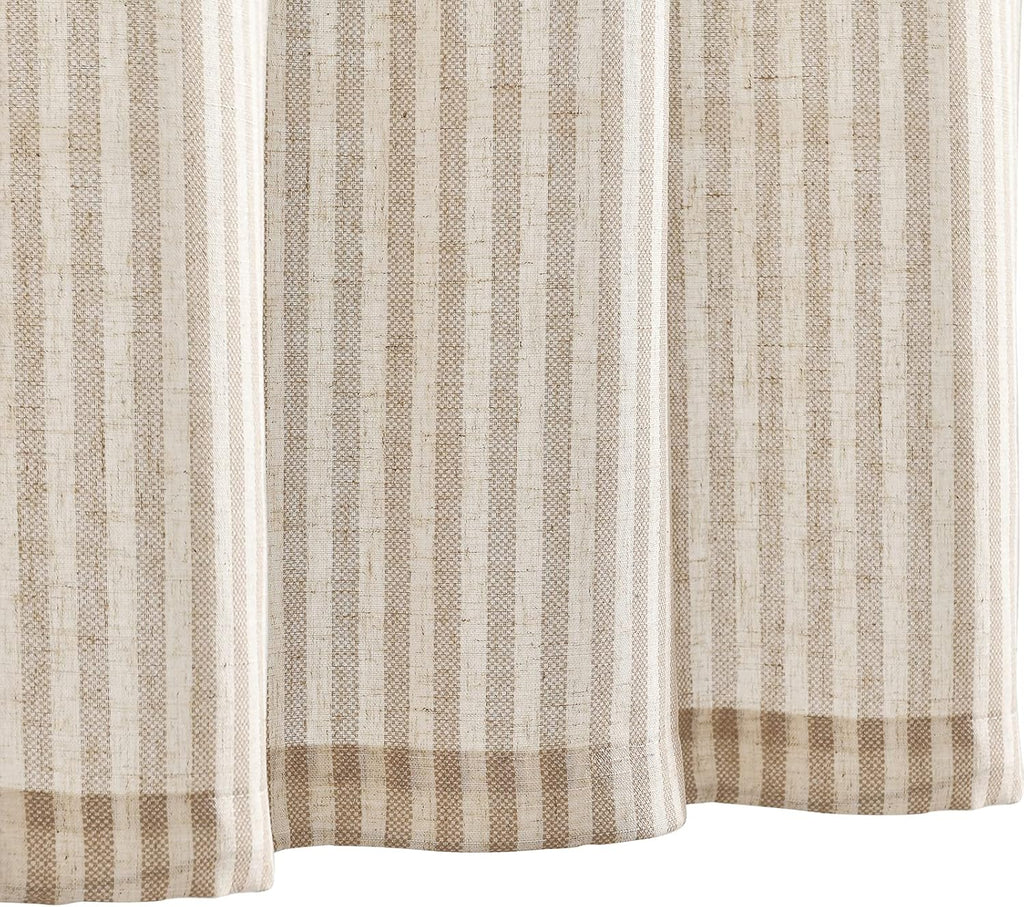 Vangao Taupe Stripe Linen Kitchen Valance