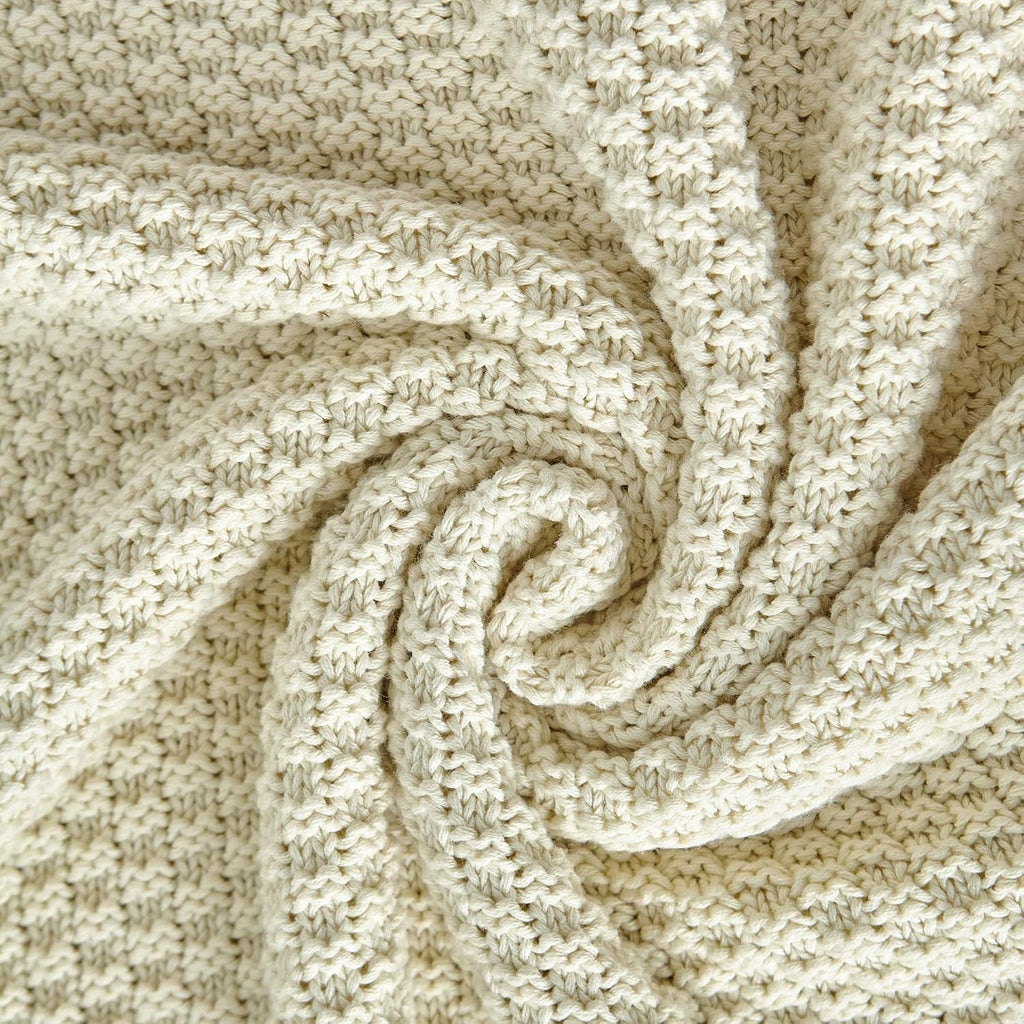 Longhui Cream Knitted Cotton Throw Blanket