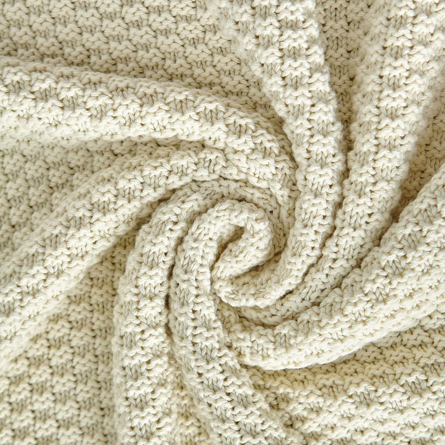 Longhui Cream Knitted Cotton Throw Blanket