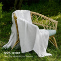 Bedsure White Waffle Cotton Decor Throw Blanket