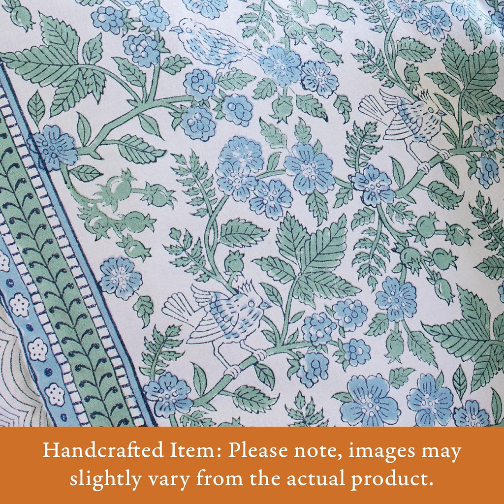 Saffron Blue Floral Cotton Boho Pillow Sham