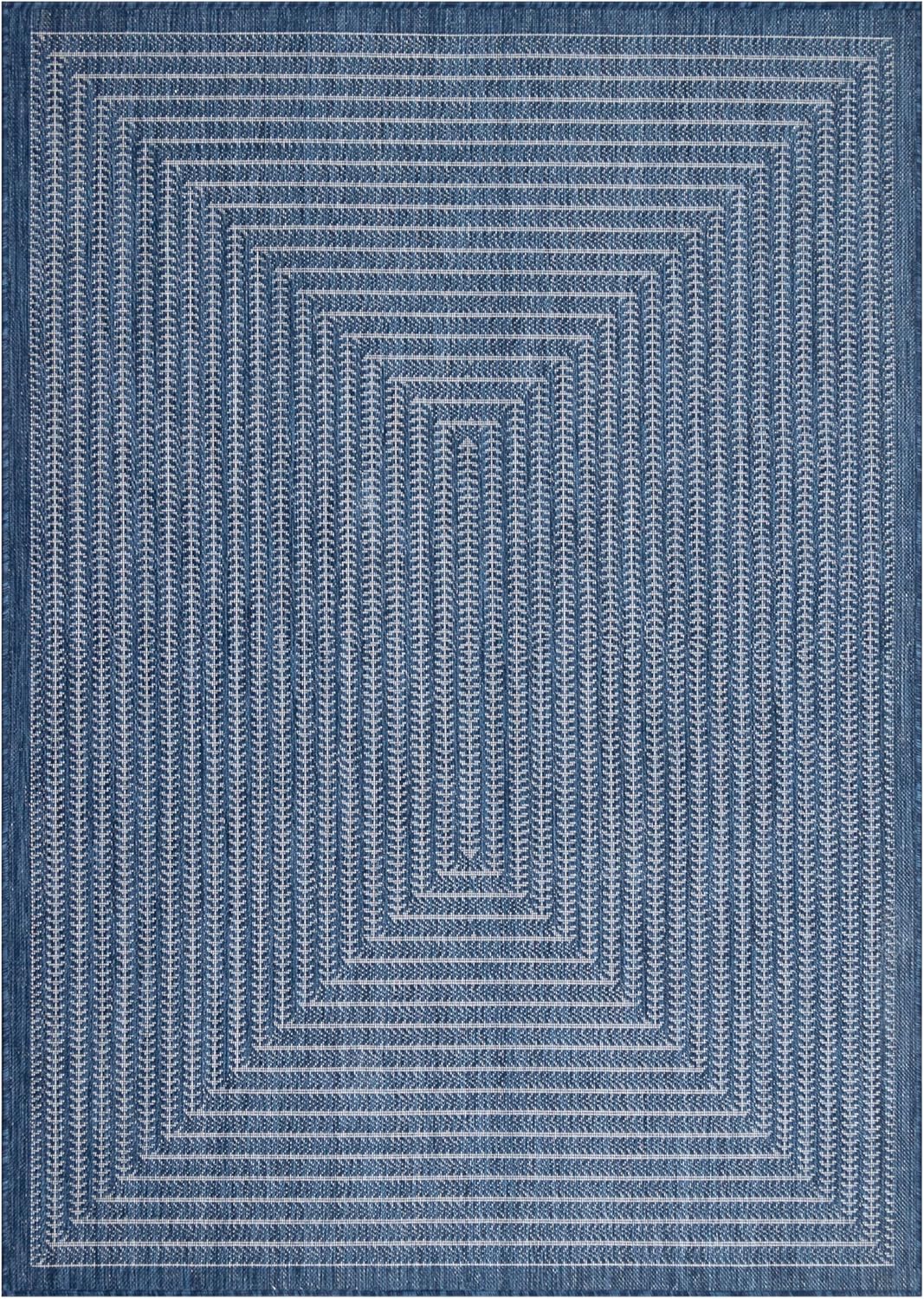 Adiva Indoor Outdoor Navy Rug 2'x3' Stain Resistant Mat
