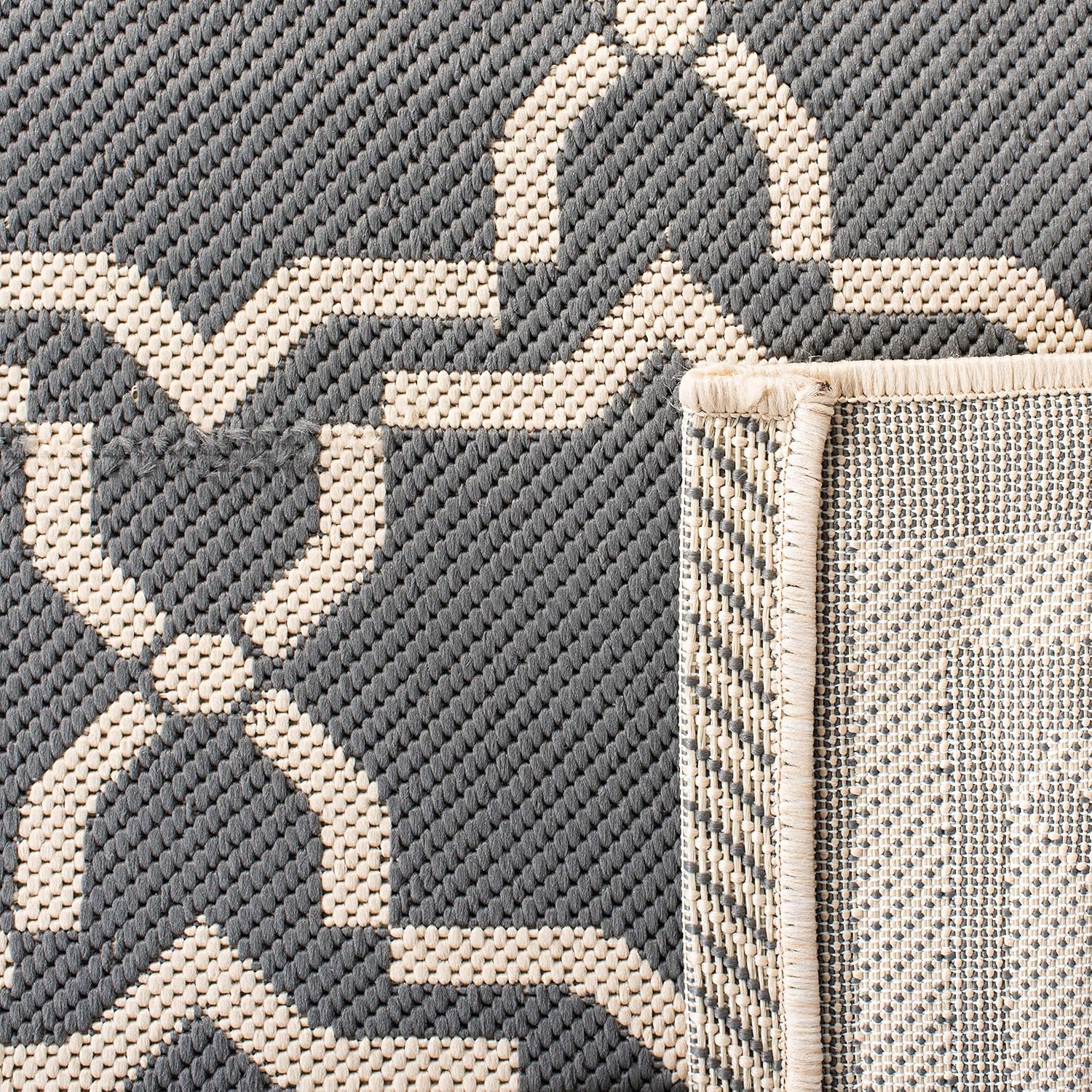 Safavieh Anthracite Beige Outdoor Waterproof Rug